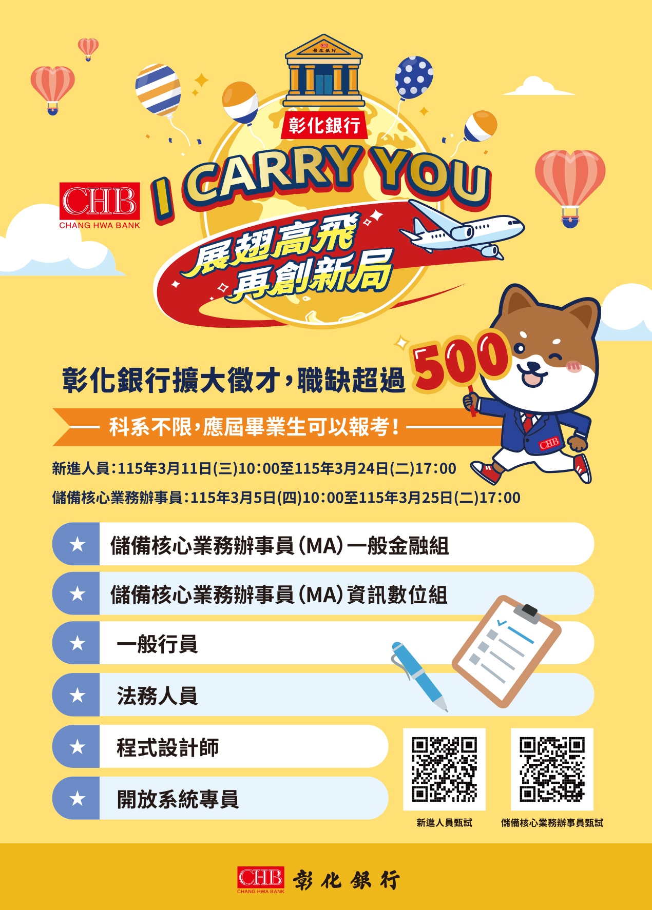 115年彰銀招募新進及MA(職缺)